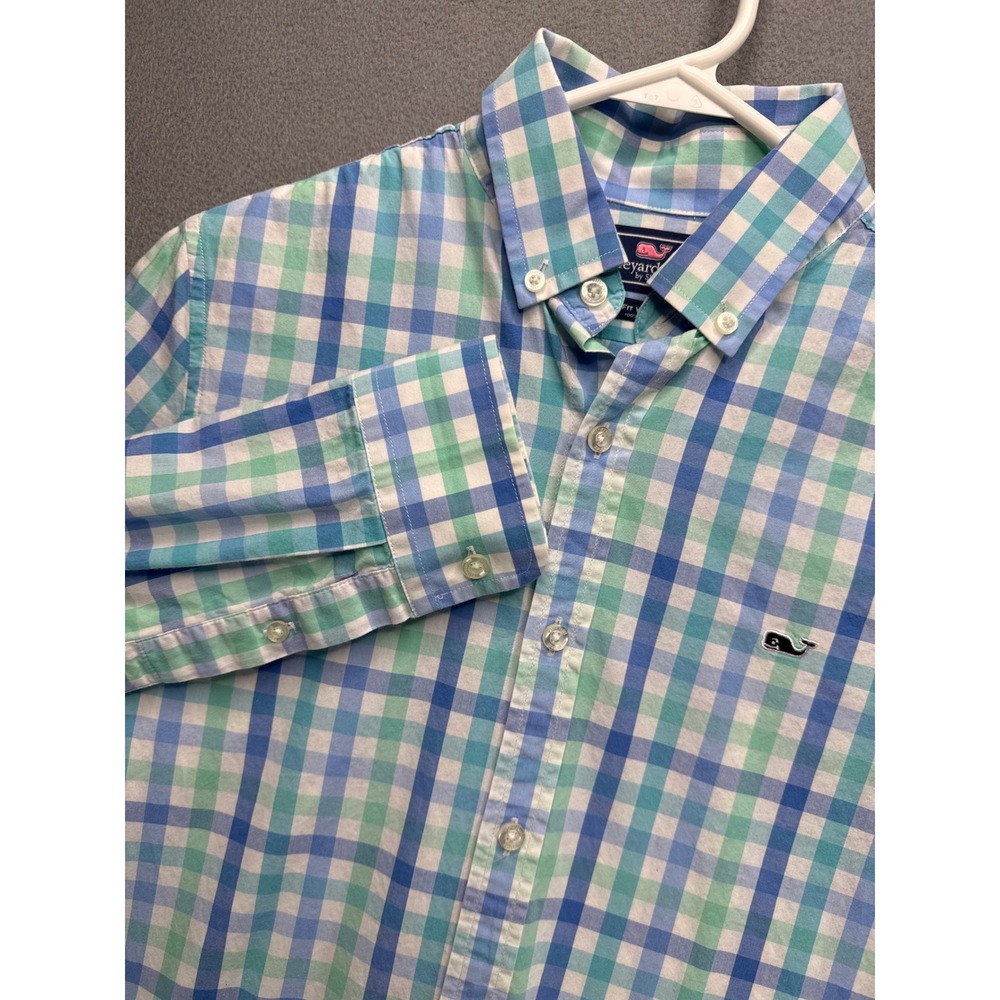 Vineyard Vines Button Down Mens XS Blue Slim Fit Whale Shirt Gingham Plaid
